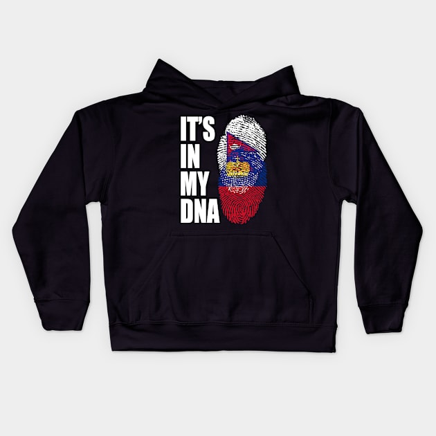 Liechtensteiner And Nepalese Mix DNA Flag Heritage Kids Hoodie by Just Rep It!!